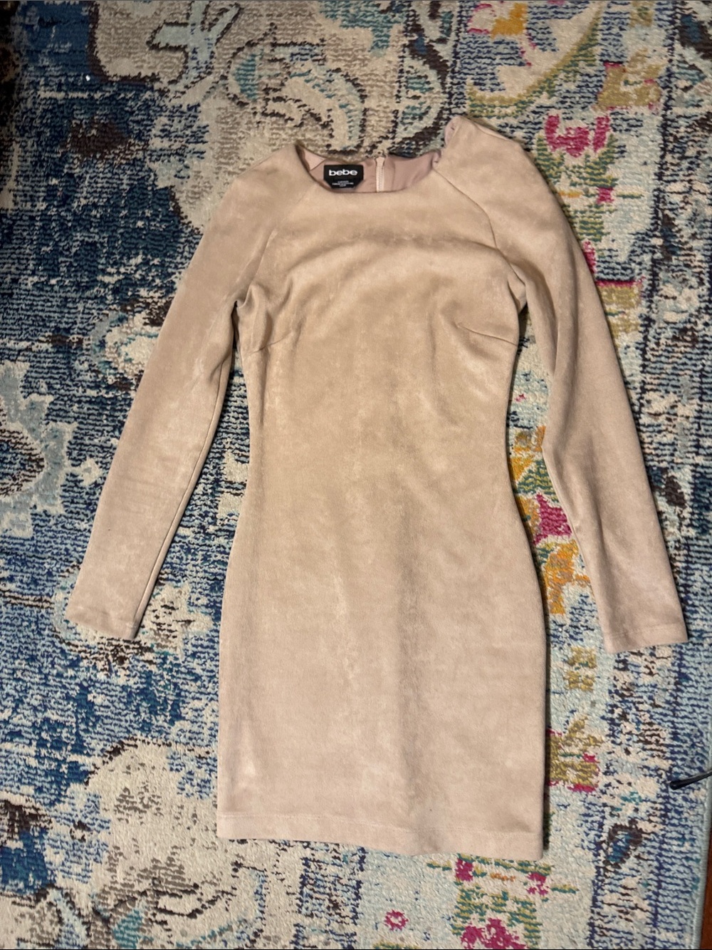 bebe Blush Beige Long-Sleeve Bodycon Dress
